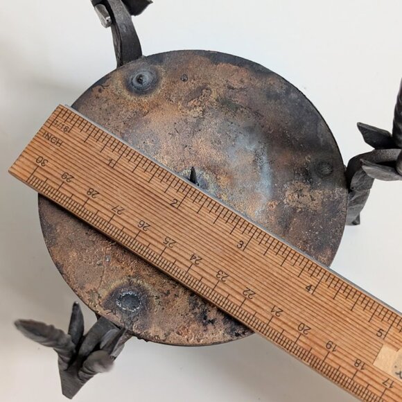 Vtg Hand Forged Wrought Iron Antelope Gazelle Heads Tripod Candle Holder - Picture 8 of 8